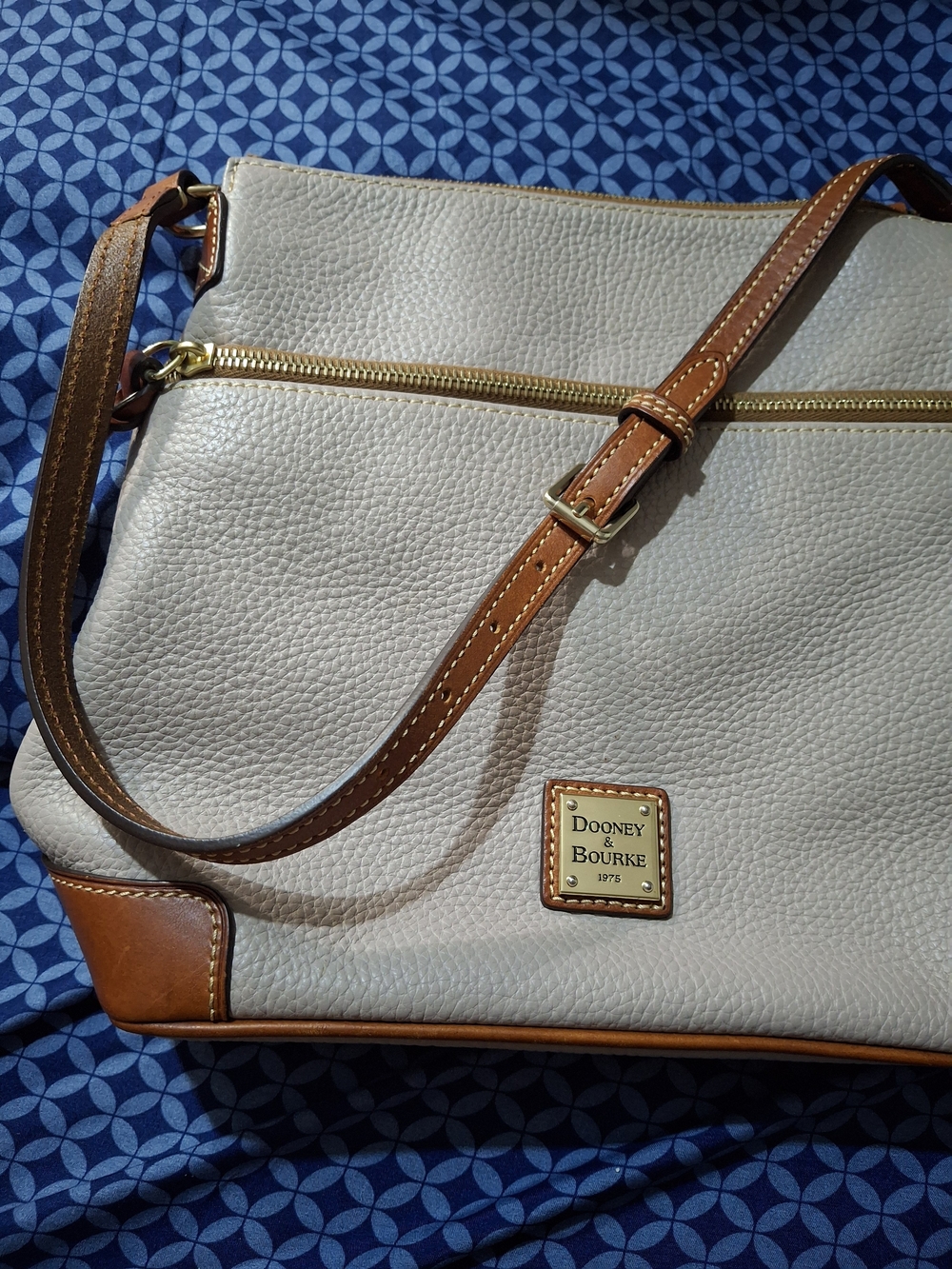 Dooney & Bourke Taupe With Red Interior with Tan Leather Trim. **Accept Offers**